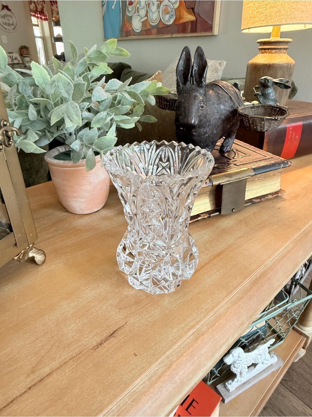 Vintage Lead Crystal Heavy Vase - Picture 8 of 12